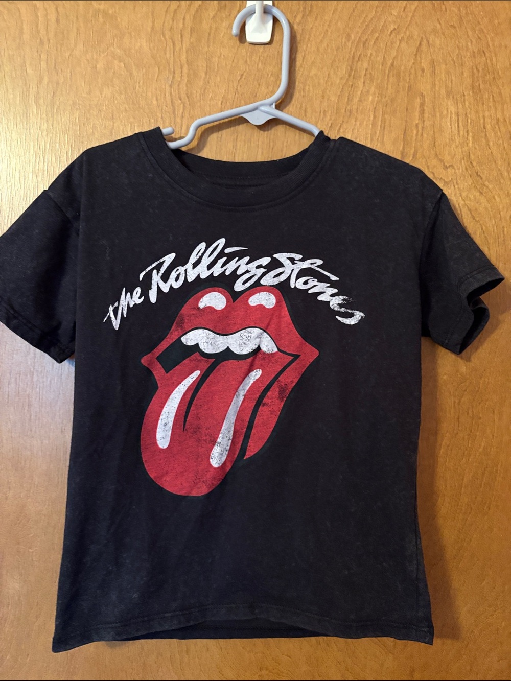 the Rolling Stones Black Kids Tee with Red Tongue Logo